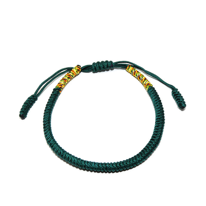 Everest Green Tibetan Buddhist Monk Braided Knot Lucky Bracelet