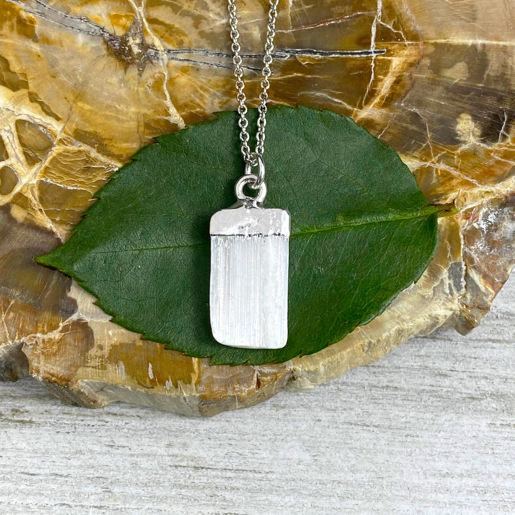Selenite Minimalist Angelic Guidance Pendant 14” + 2