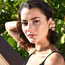 Load image into Gallery viewer, Minimalist Black Onyx 4mm Beaded Rosary Chain Wire Wrapped Choker 12&quot; + 2&quot; Gold Necklace