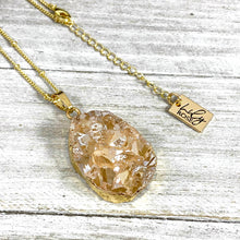 Load image into Gallery viewer, Sparkling Champagne Aura Quartz Druzy XL Gemstone Pendant 18&quot; Gold Necklace