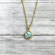 Load image into Gallery viewer, Abalone Minimalist Teardrop Soothing Pendant 18” Gold Necklace
