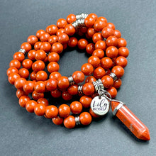 Load image into Gallery viewer, Red Jasper Earth Warrior Freedom Fighter Protection 108 Mala Necklace Bracelet