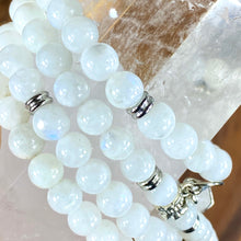 Load image into Gallery viewer, Limited Edition Rainbow Moonstone Miracles &amp; Universal Energy 108 Stretch Mala Necklace Bracelet