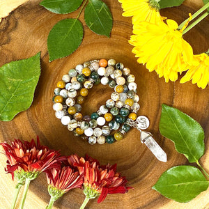 Ocean Jasper Vitality & Health 108 Mala Necklace Bracelet