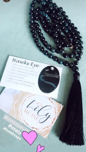 Limited Edition Hawk Eye 108 Hand Knotted Mala Necklace Bracelet