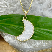 Load image into Gallery viewer, Power Moon Dreamy Druzy Gemstone Pendant 18&quot; Gold Necklace