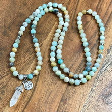 Load image into Gallery viewer, Australian Amazonite Clarity Peace 108 Stretch Mala Necklace Bracelet
