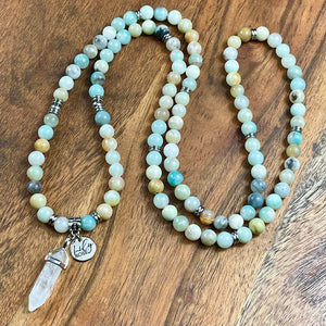 Australian Amazonite Clarity Peace 108 Stretch Mala Necklace Bracelet