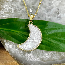 Load image into Gallery viewer, Power Moon Dreamy Druzy Gemstone Pendant 18&quot; Gold Necklace