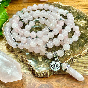 Rose Quartz True Love 108 Mala Necklace Bracelet