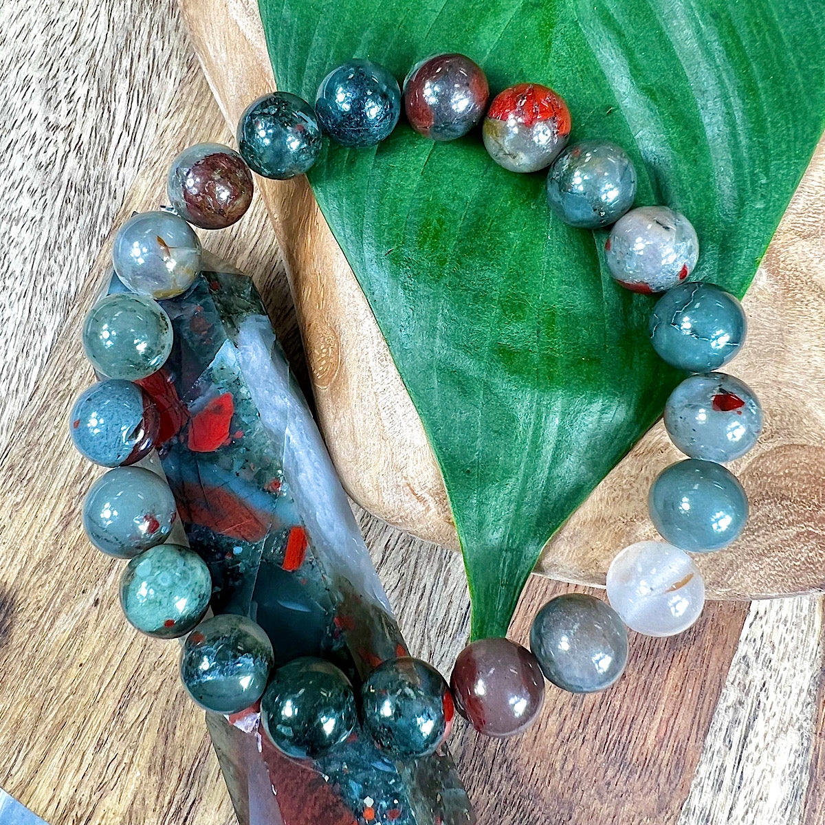 African Bloodstone Health Revitalization Rebalancing 10mm Stretch Br Lily Rose Jewelry Co