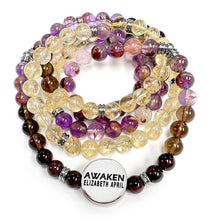 Load image into Gallery viewer, 8mm Elizabeth April Quantum Convergence No Fear AWAKEN Limited Edition Stretch 108 Mala Bracelet Necklace
