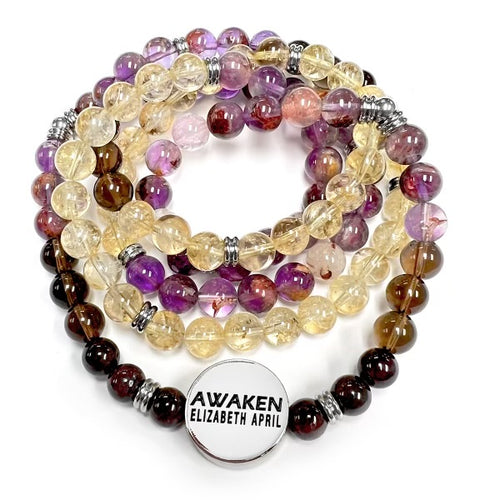 8mm Elizabeth April Quantum Convergence No Fear AWAKEN Limited Edition Stretch 108 Mala Bracelet Necklace