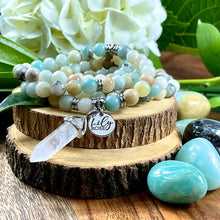 Load image into Gallery viewer, Australian Amazonite Clarity Peace 108 Stretch Mala Necklace Bracelet