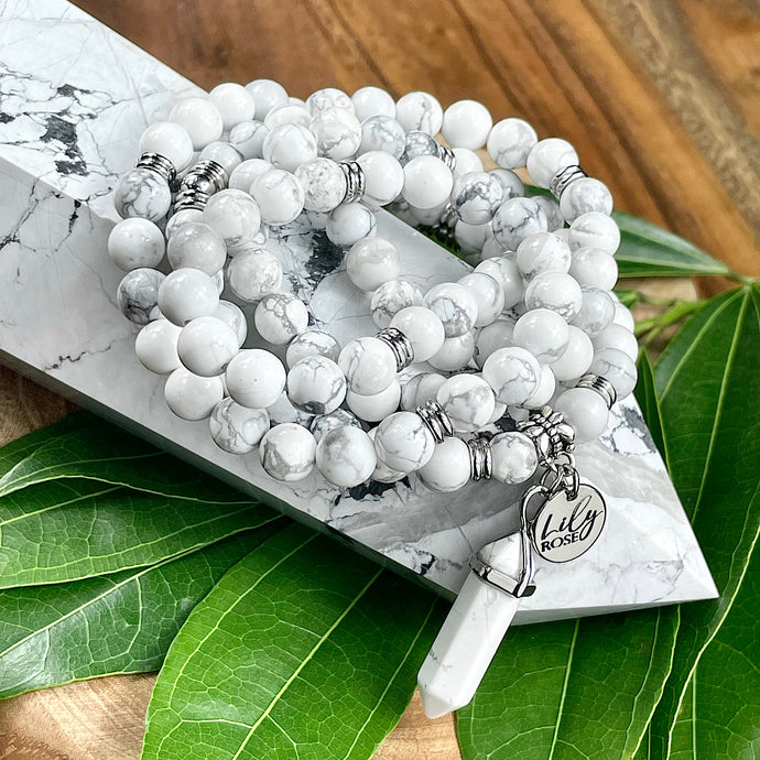 Howlite Happiness Anti-Anxiety 108 Mala Necklace Bracelet