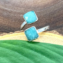 Load image into Gallery viewer, Peruvian Amazonite Faceted Diamond Freedom &amp; Clarity Adjustable White Gold Ring