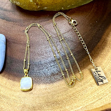 Load image into Gallery viewer, Blue Lace Agate Serenity &amp; Calm Faceted Square Pendant 18&quot; Gold Necklace