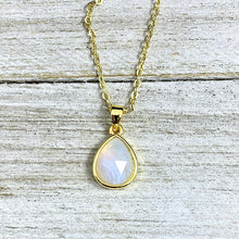 Load image into Gallery viewer, Blue Lace Agate Serenity &amp; Calm Faceted Teardrop Pendant 18&quot; Gold Necklace