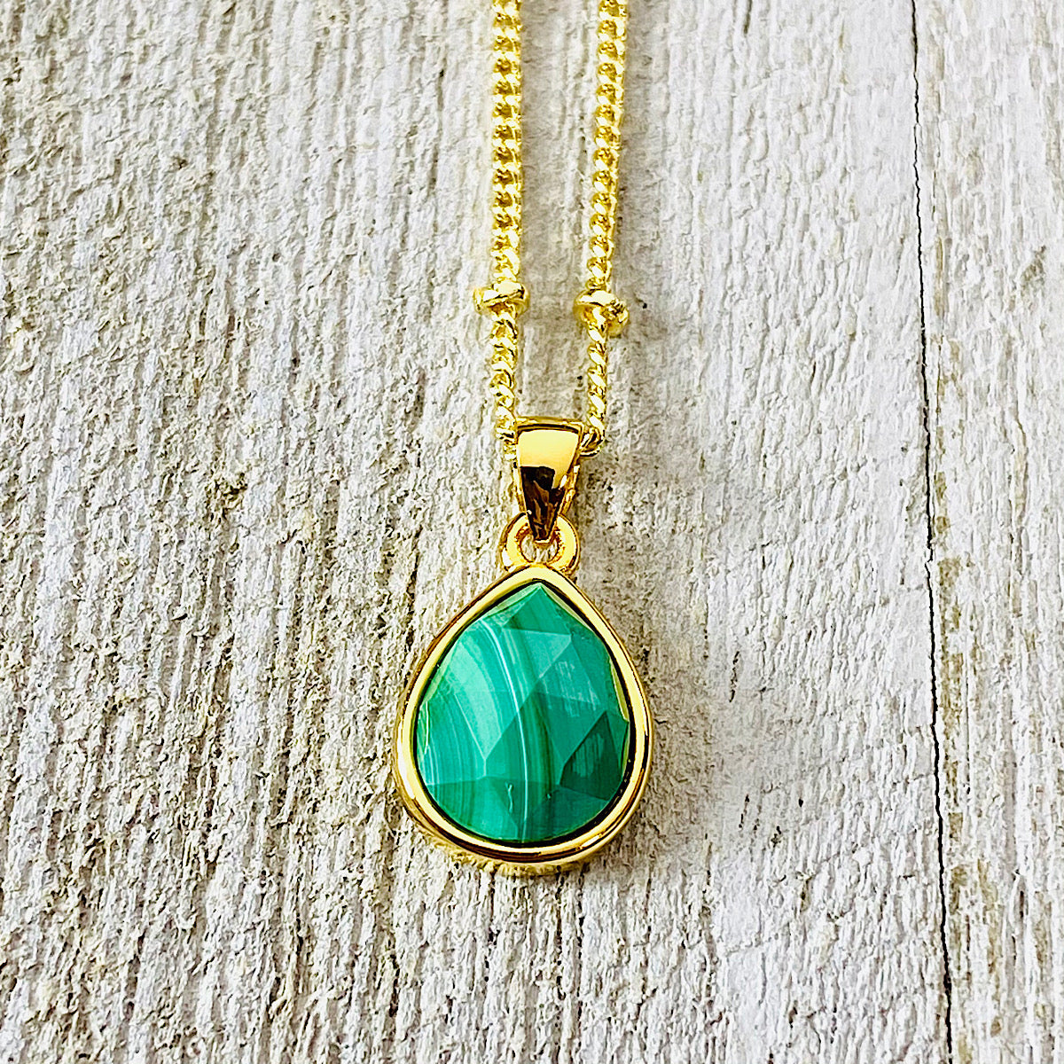 Malachite Power & Transformation Faceted Teardrop Pendant 18” Gold Nec –  Lily Rose Jewelry Co