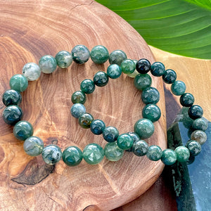 Moss Agate Mother Gaia Growth & Abundance 10mm Stretch Bracelet