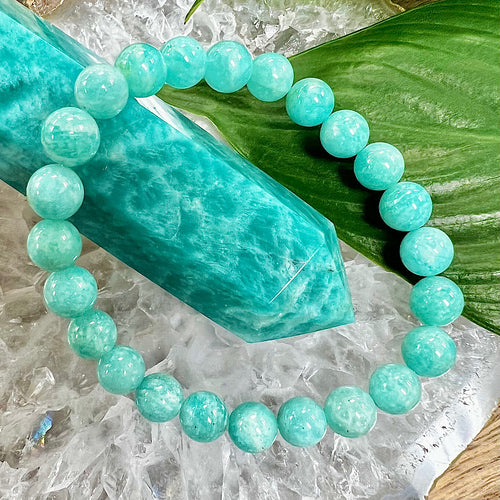 Peruvian Amazonite Deep Teal Heart Chakra Activation Premium Collection 8mm Stretch Bracelet