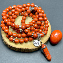 Load image into Gallery viewer, Red Jasper Earth Warrior Freedom Fighter Protection 108 Mala Necklace Bracelet