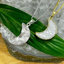 Load image into Gallery viewer, Power Moon Dreamy Druzy Gemstone Pendant 18&quot; Gold Necklace