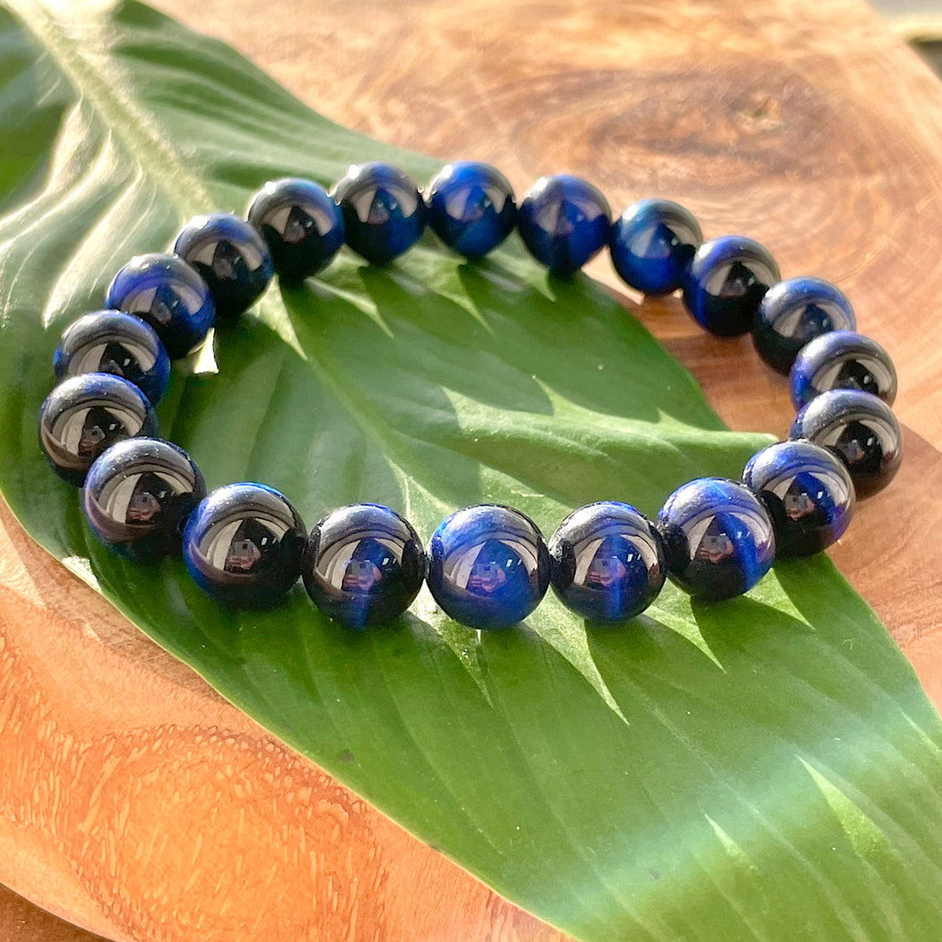 Vibrant Blue Tigers Eye Wisdom and Truth 10mm Stretch Bracelet