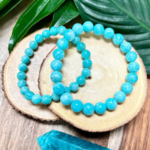 Peruvian Amazonite Deep Teal Heart Chakra Activation Premium Collection 8mm Stretch Bracelet