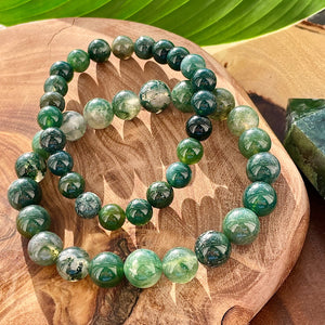 Moss Agate Mother Gaia Growth & Abundance 10mm Stretch Bracelet