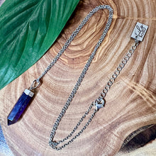 Load image into Gallery viewer, Amethyst Spiritual Intuition Full Tower Point Pendant 18” White Gold Necklace