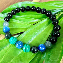 Load image into Gallery viewer, Limited Edition Spirit Master Black Onyx Elite Shungite Malachite Kyanite Labradorite Tourmaline Premium Collection 10mm Stretch Bracelet