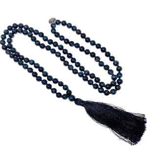 Limited Edition Hawk Eye 108 Hand Knotted Mala Necklace Bracelet