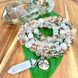 Garden Quartz Cosmic Consciousness Limited Premium Collection 108 Stretch Mala Necklace Bracelet