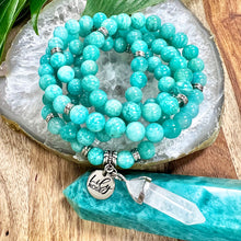 Load image into Gallery viewer, Peruvian Amazonite Deep Teal Heart Chakra Activation 108 Mala Necklace Bracelet