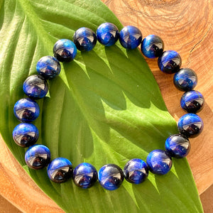 Vibrant Blue Tigers Eye Wisdom and Truth 8mm Stretch Bracelet