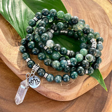 Load image into Gallery viewer, Moss Agate Mother Gaia Growth &amp; Abundance 108 Mala Necklace Bracelet