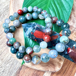 African Bloodstone Health Revitalization & Rebalancing 8mm Stretch Bracelet