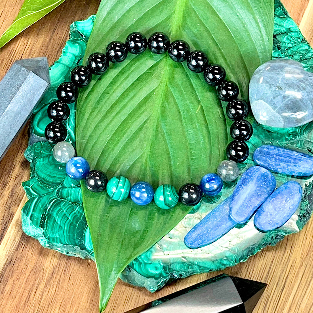 Limited Edition Spirit Master Black Onyx Elite Shungite Malachite Kyanite Labradorite Tourmaline Premium Collection 10mm Stretch Bracelet