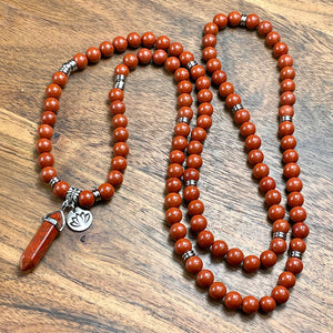 Red Jasper Earth Warrior Freedom Fighter Protection 108 Mala Necklace Bracelet