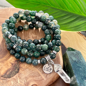 Moss Agate Mother Gaia Growth & Abundance 108 Mala Necklace Bracelet