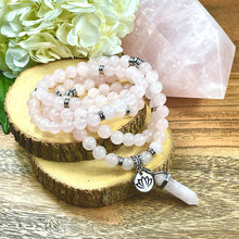 Load image into Gallery viewer, Rose Quartz True Love 108 Mala Necklace Bracelet