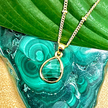 Load image into Gallery viewer, Malachite Power &amp; Transformation Faceted Teardrop Pendant 18” Gold Necklace