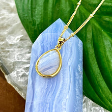 Load image into Gallery viewer, Blue Lace Agate Serenity &amp; Calm Faceted Teardrop Pendant 18&quot; Gold Necklace