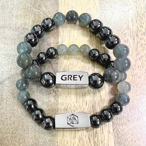 10mm Elizabeth April UPDATED - NEW EARTH Channeled Grey Zeta Sacred Geometry Limited Edition Cosmic Species Stretch Bracelet