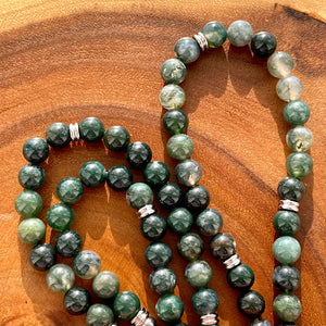 Moss Agate Mother Gaia Growth & Abundance 108 Mala Necklace Bracelet
