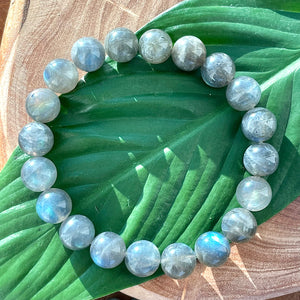 Labradorite Limited New Moon Power Protector Shaman Stone 10mm Stretch Bracelet