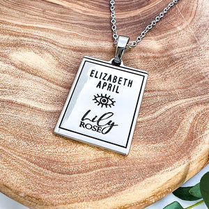 Elizabeth April EA Awaken 2 Sided Channeled & Attuned Evil Eye Protection Cosmic Species Sacred Geometry Card Tag Pendant 18” White Gold Necklace