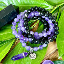 Load image into Gallery viewer, African Amethyst &amp; Elite Shungite Third Eye Purify Premium Collection 108 Mala Necklace Bracelet