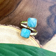 Load image into Gallery viewer, Peruvian Amazonite Faceted Diamond Freedom &amp; Clarity Adjustable Gold Ring